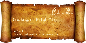 Csaknyai Mihály névjegykártya